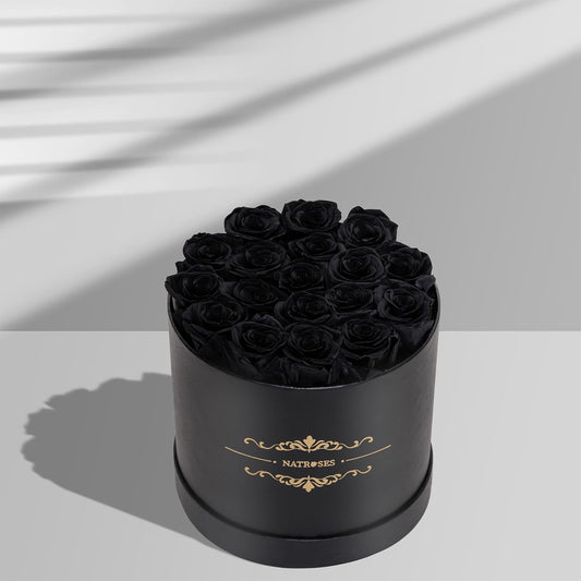 Handmade Preserved Black Roses, 18 Selected Rosebuds, Long Lasting for Her