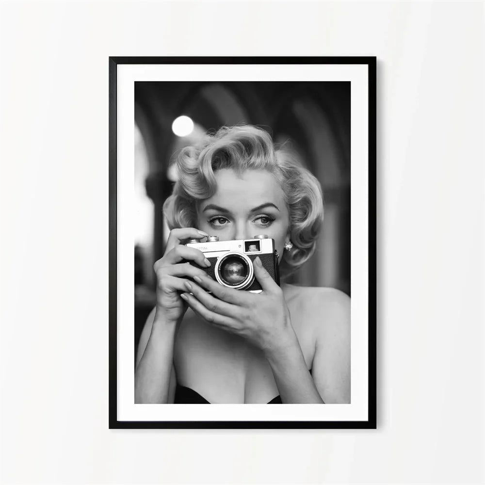 Black and White Movie Star Marilyn Monroe Poster Modern Art Canvas Painting Cafe Bar Room Wall Decor Cuadros