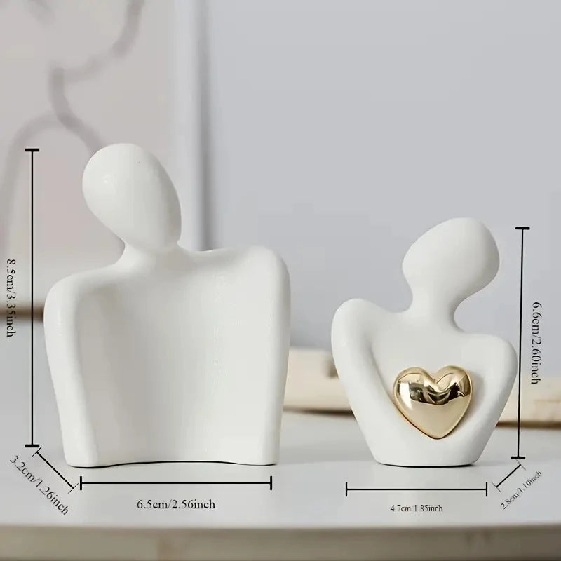1 Piece Romantic Love Embrace Statue Ornament Pottery Couple Set Bedroom Interior Decoration Valentine'S Day Gift