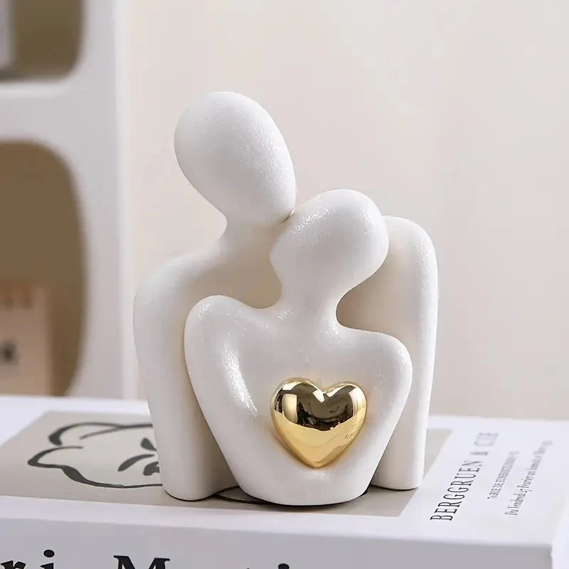 1 Piece Romantic Love Embrace Statue Ornament Pottery Couple Set Bedroom Interior Decoration Valentine'S Day Gift