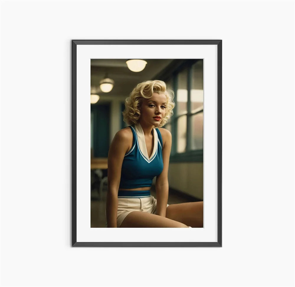 Black and White Movie Star Marilyn Monroe Poster Modern Art Canvas Painting Cafe Bar Room Wall Decor Cuadros