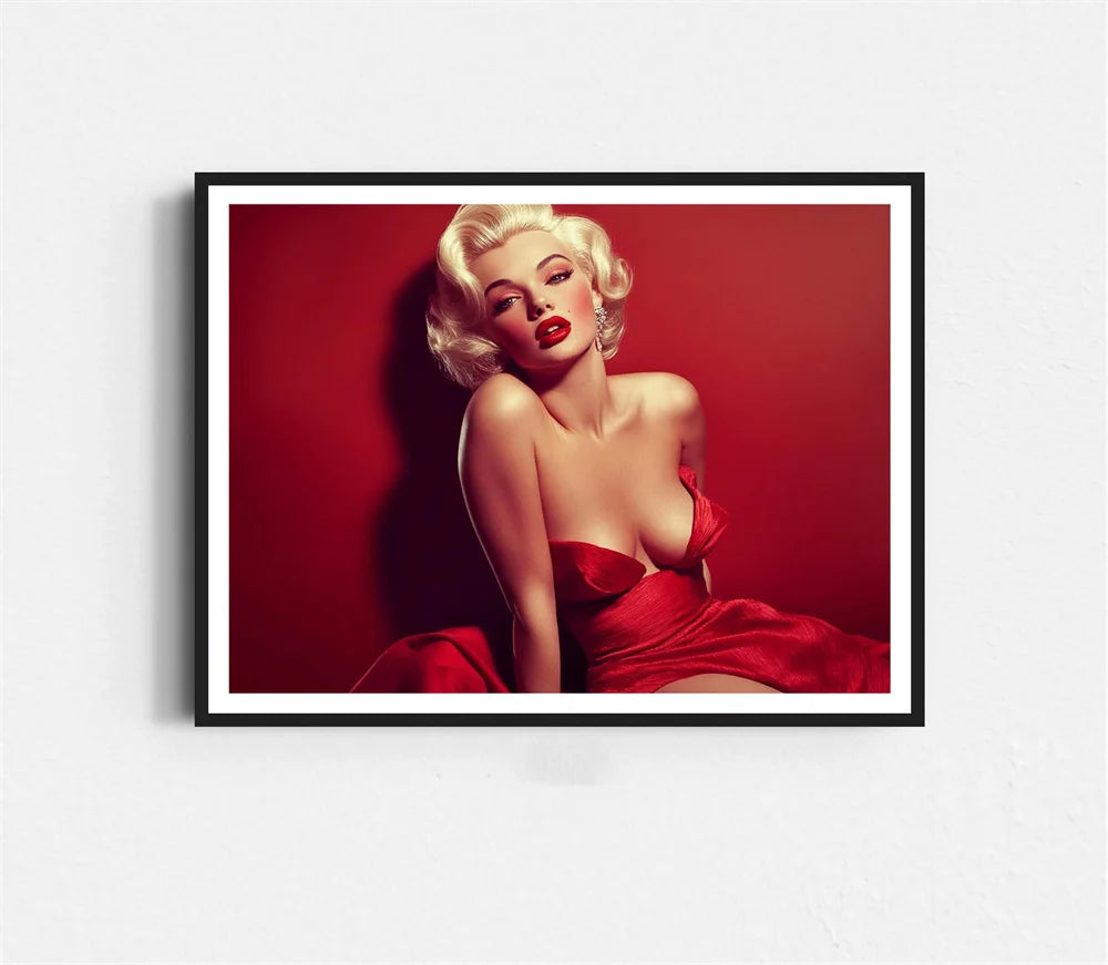Black and White Movie Star Marilyn Monroe Poster Modern Art Canvas Painting Cafe Bar Room Wall Decor Cuadros