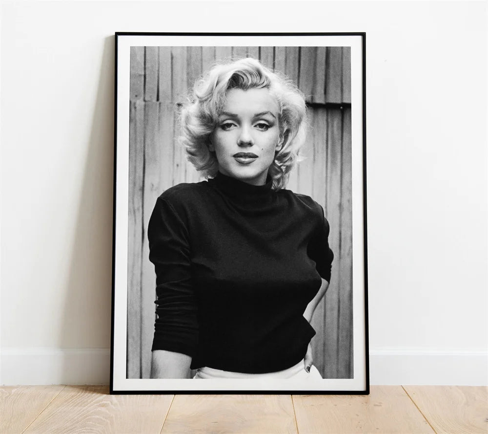Black and White Movie Star Marilyn Monroe Poster Modern Art Canvas Painting Cafe Bar Room Wall Decor Cuadros
