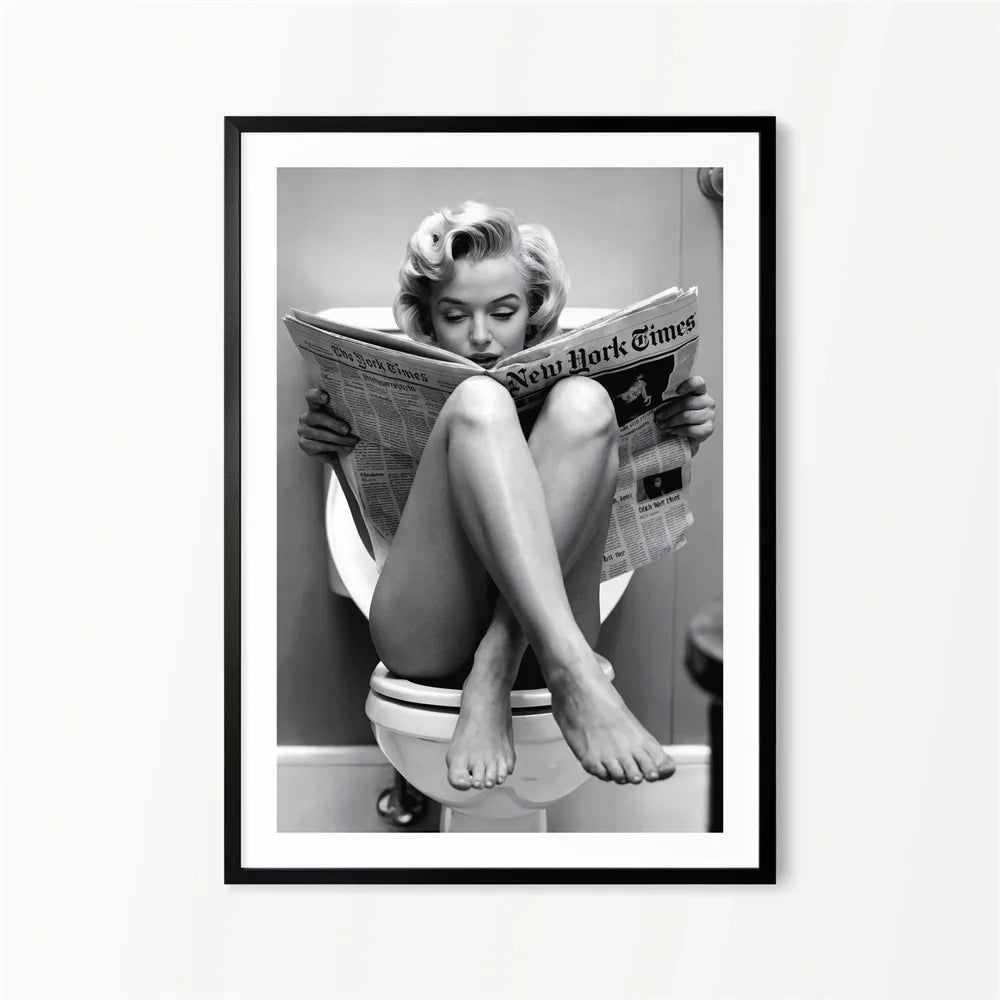 Black and White Movie Star Marilyn Monroe Poster Modern Art Canvas Painting Cafe Bar Room Wall Decor Cuadros
