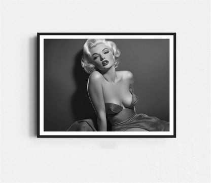 Black and White Movie Star Marilyn Monroe Poster Modern Art Canvas Painting Cafe Bar Room Wall Decor Cuadros