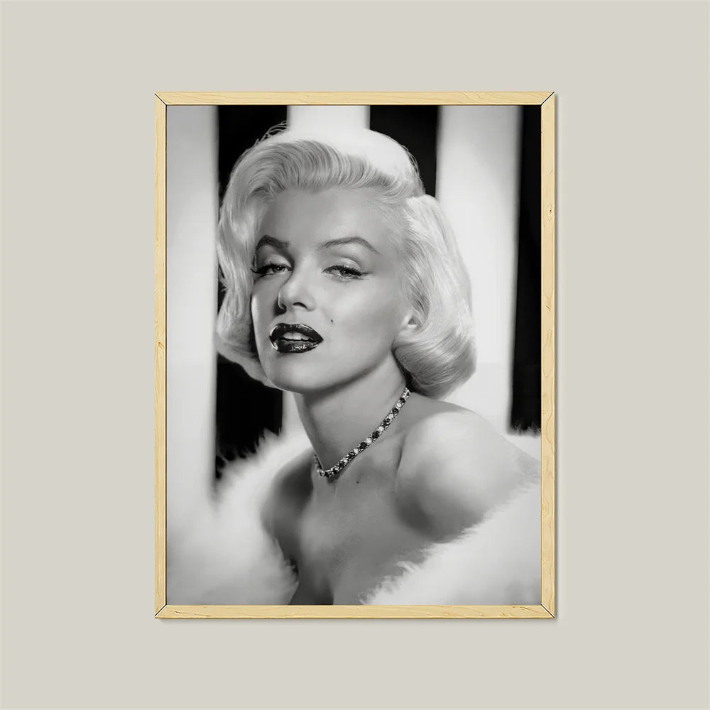 Black and White Movie Star Marilyn Monroe Poster Modern Art Canvas Painting Cafe Bar Room Wall Decor Cuadros
