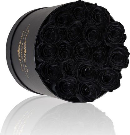 Handmade Preserved Black Roses, 18 Selected Rosebuds, Long Lasting for Her